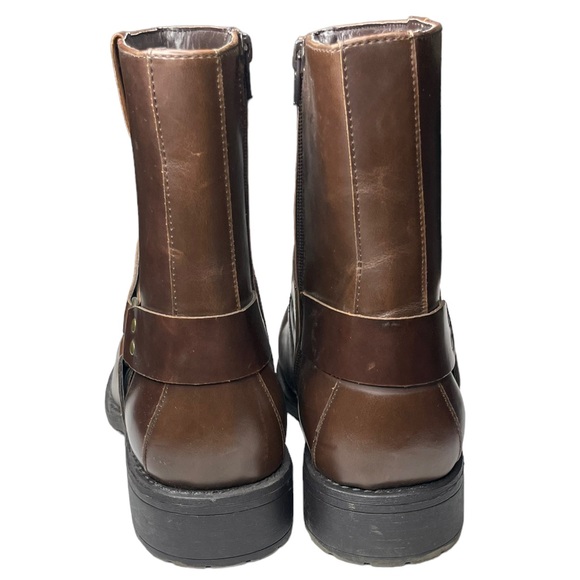 Men's size 13 Brown Faux leather harness biker boots - Picture 2 of 9
